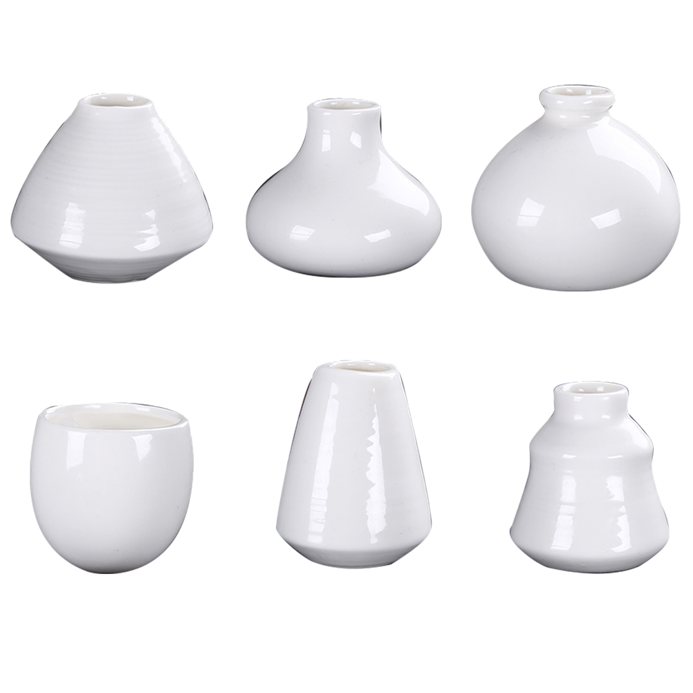 6pcs Mini Ceramic Small Vase Creative Desktop Water Plant Small Vase