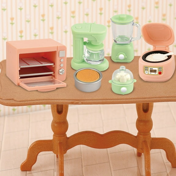 6pcs Mini Plastic Kitchen Furniture Set - Realistic Miniature Kitchen Playset for Dollhouse, Tiny Plastic Home Furnishings, Durable Pretend Play Mini Kitchen Toy for Dollhouse Decor & Play, Colorful
