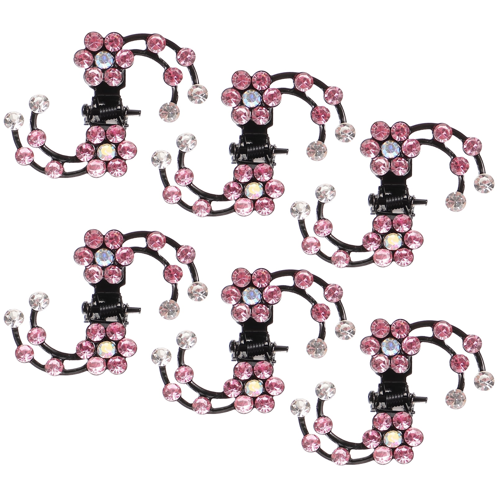 6pcs Mini Rhinestone Hairpin Women Girl Hair Claw Clamp Plum Blossom Flower Hair Clips Wedding