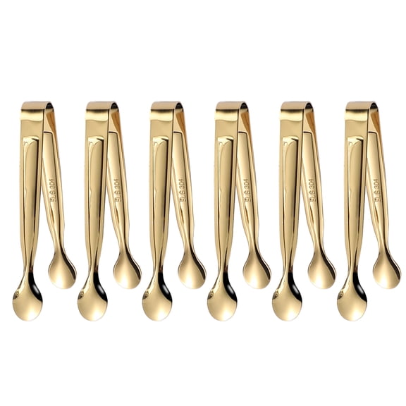 6pcs Mini Tongs for Appetizers, Serving Utensils Small Tongs for Serving Appetizers Ice Tongs Sugar Tongsgolden