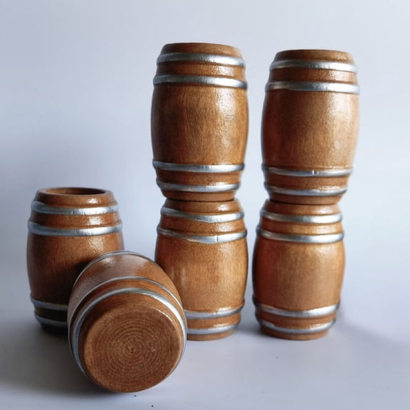 6pcs Mini Wooden Barrel Decor: Mini Beer Barrels, Mini Whiskey Barrels, Mini Wine Models for Miniature Models & Dollhouse Landscape Accessories