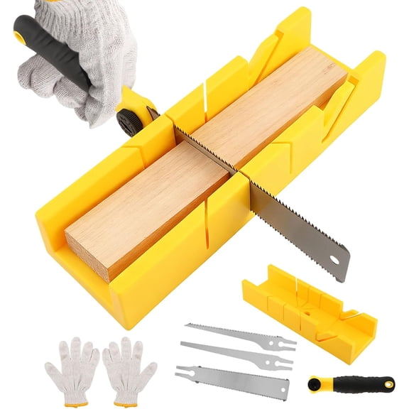6pcs Miter Box and Saw Set 12-Inch Mitre Box with 3 Mitres Saws Japanese Hand Saw for Wood Cutting Reinforced Steel Back Saws for Woodworking(COLOR:co)