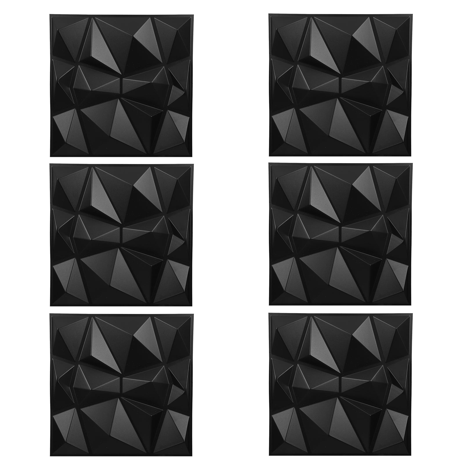 6pcs Black PVC Wall Panels Textured 3D Wall Panels Living Room Accent ...
