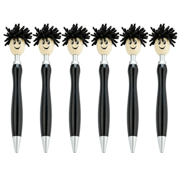 6pcs Mop Head Ballpoint Pen 1.0mm Stationery Pen Smooth Writing Pen