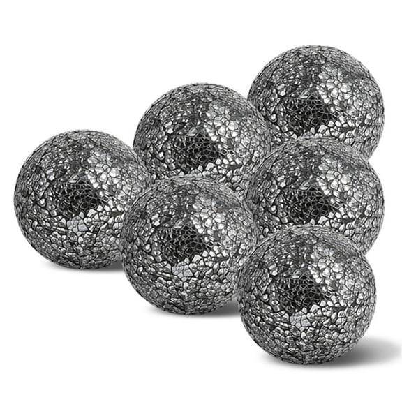 6pcs Mosaic Sphere Balls Decorative Glass Balls Decorative Orbs Table Centerpiece Balls Round Glass Ball for Table Decor Black