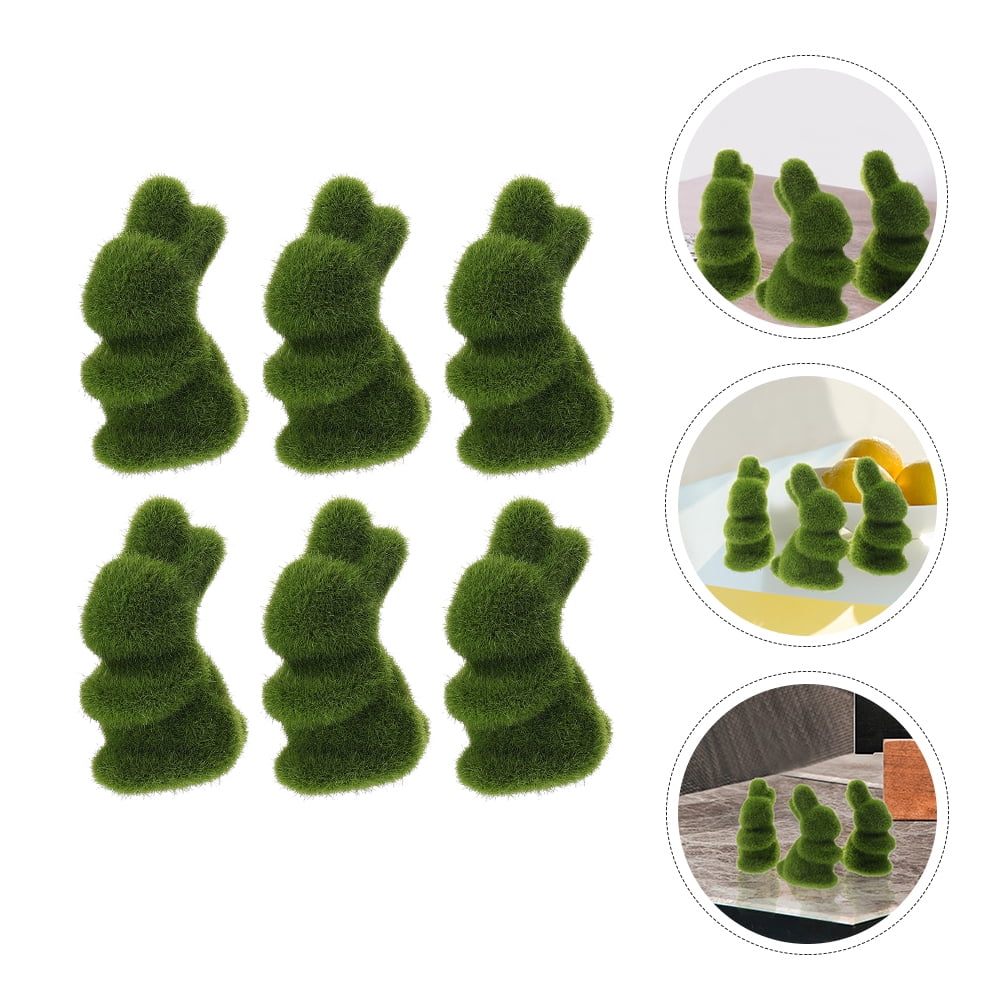 SEWCHICS Decorative Bunnies Green Rubber Rabbit Doll Model 6 Pcs ...