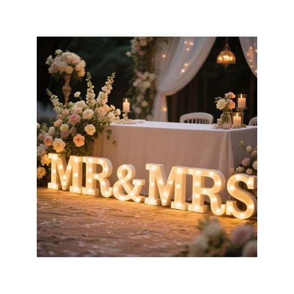 6pcs Mr & Mrs LED Light Sign - Personalized Wedding Decor, Anniversary Gift, Romantic Bedroom Light For Couples - Warm White Battery Powered(No Include) Home Decor