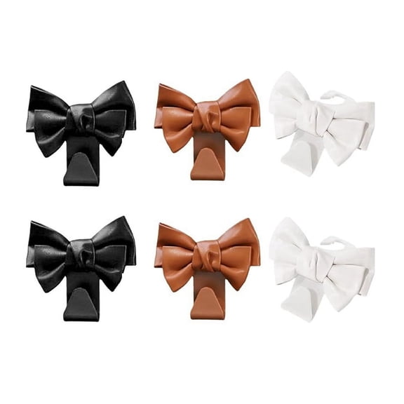 6pcs Multifunctional Backseat Hooks Car Interior Storage Bag Hooks Cute Bow Shape