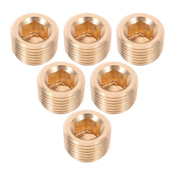 FENGGUIQU 6-Pack Brass Tube Fitting Plugs with Internal Key for Pneumatic Air System Connections