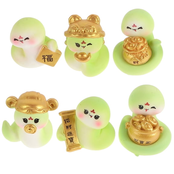 6pcs New Year Zodiac Snake Figurines Mini Resin Snake Desktop Decoration Zodiac Animals Figure Miniature Snake Statue Sculpture Decoration For Home Decor