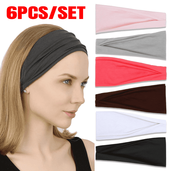 6pcs Non-Slip Thick Headbands for Women, Elastic Sweat Bands for Yoga, Workout, Everyday Use, Fashion Hair Accessories