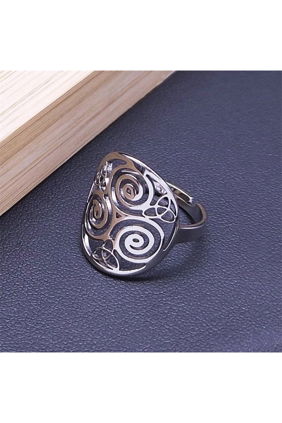 6pcs Non-Tarnish 201 Stainless Steel Triskele Triskelion Adjustable Rings Stainless Steel color Inner Diameter: 18mm