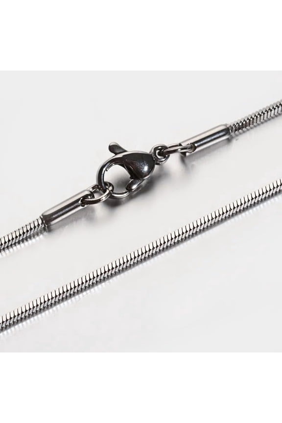 6pcs Non-Tarnish 304 Stainless Steel Square Snake Chain Necklaces with Lobster Clasps Stainless Steel color 15.7 inch(39.9cm) 0.9mm