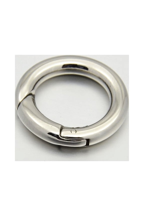 6pcs Non-Tarnish Ring 316 Stainless Steel Spring Gate Rings O Rings Snap Clasps Stainless Steel color 9 Gauge 18x3mm Inner Diameter: 11.5mm