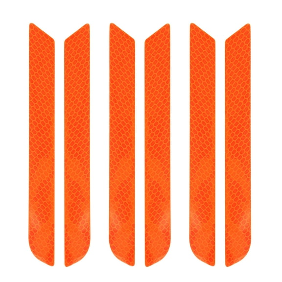 6pcs Orange Bumper Reflector Reflective Sticker Warning Tape 21.6 x 2.5cm for Car