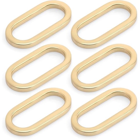 CRAFTME STUDIO 1-1/2 Inch Oval Rings Flat Metal Purse Ring Buckle Strap Keeper Loop for DIY Bag, Belt and Leathercraft, 6 PCS (Gold) VTLV