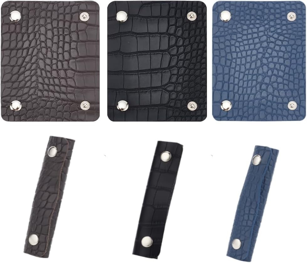 6pcs PU Leather Handbag Handle Covers 3 Colors Crocodile Pattern Purse Strap Wrap Cover Travel