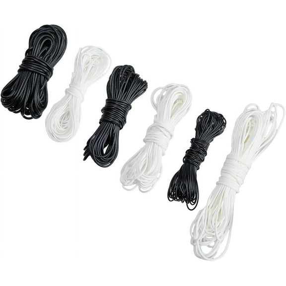 6pcs PU Leather Waxed Cord White and Black Jewelry String 1~2mm Bracelet Cord