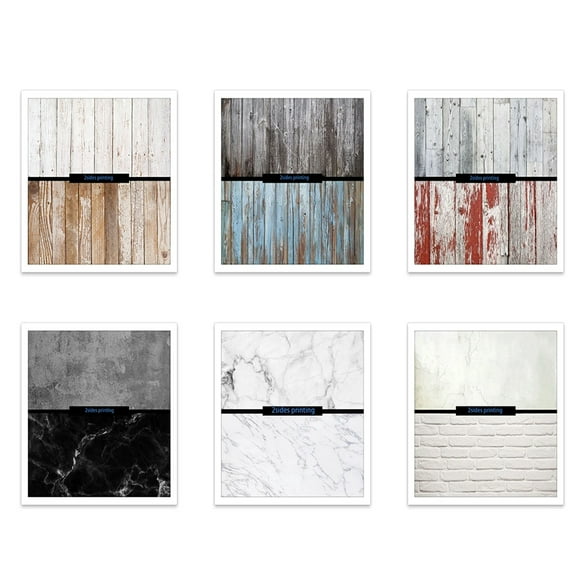 6pcs PVC Photography Backdrop Set (22x34inch) - Double-Sided 3D Printing, Waterproof Studio Background for Portraits, Wood & Grass Design