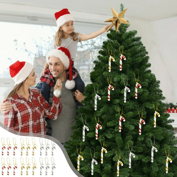 6pcs Pack Christmas Candy Cane Ornaments, Cute Mini Candy Cane Pendants, Festive Christmas Tree Decorations, Perfect for home Decor, Party Favors & Small Christmas Gifts, 2.63*0.3in, Silver