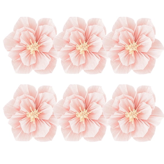 6pcs Paper Flowers 3D Atmosphere Crepe Paper Flowers Handcrafted Home Decor