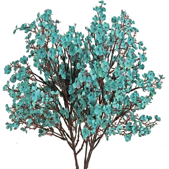 6pcs Peacock Artificial Flowers Silk Babys Breath Gypsophila 19.7" for Home Kitchen Decor