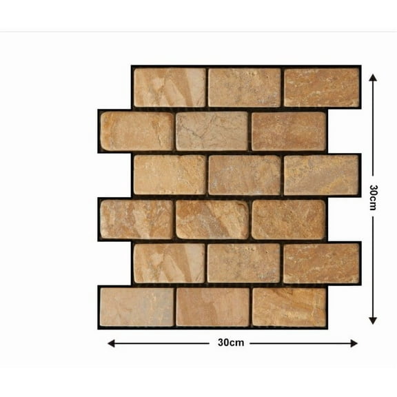 6pcs Peel And Stick Brick Wallpaper Self Adhesive Wall Covering For Kitchen Backsplash Bathroom Living Room Bedroom Brown Faux 1.79x11.79in