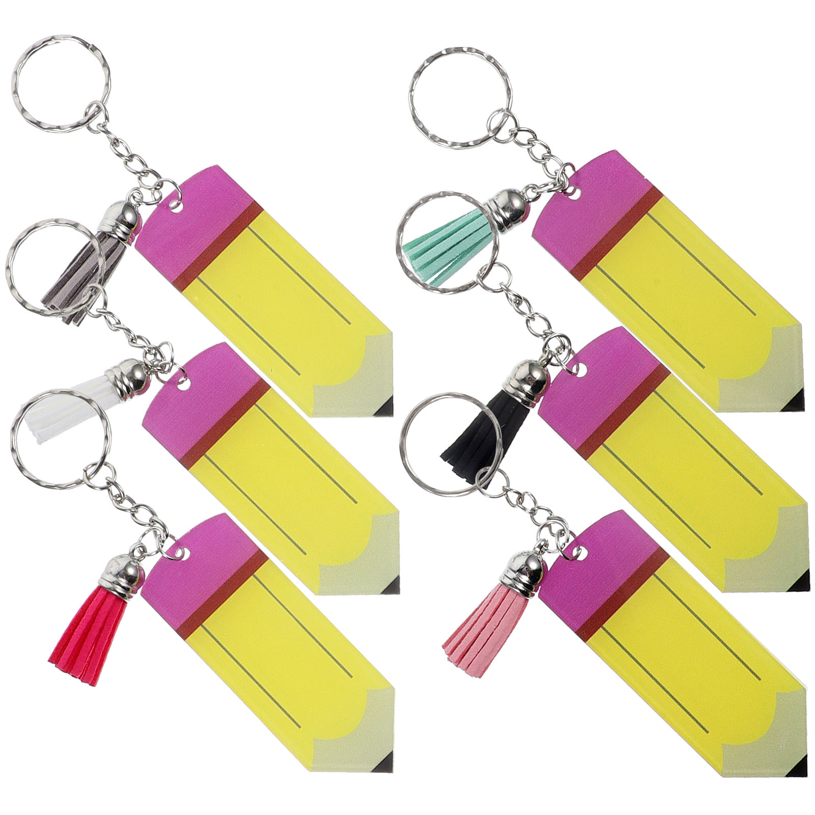 6pcs Pencil Keychains Acrylic Keychains Pencil Keychains for Teachers