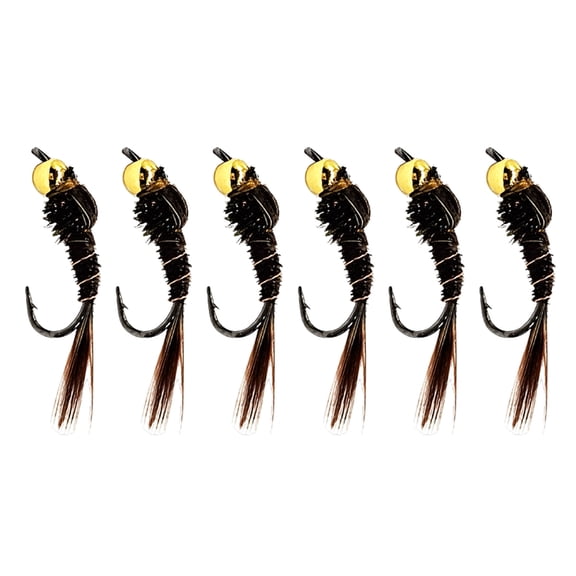 6pcs Pheasant Tail Fly Baits With Strong Barbed Hook Suitable For Various Water Conditions