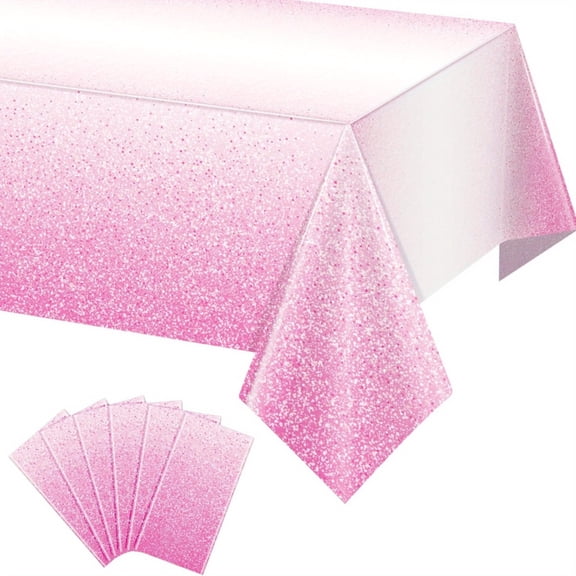 6pcs Pink Plastic Tablecloth for Parties, Gradient Pastel Pink Disposable Tablecloths for Rectangle Tables, Light Pink Sprinkle Table Cover for Wedding Birthday Anniversary Party, 54 x 108Inch