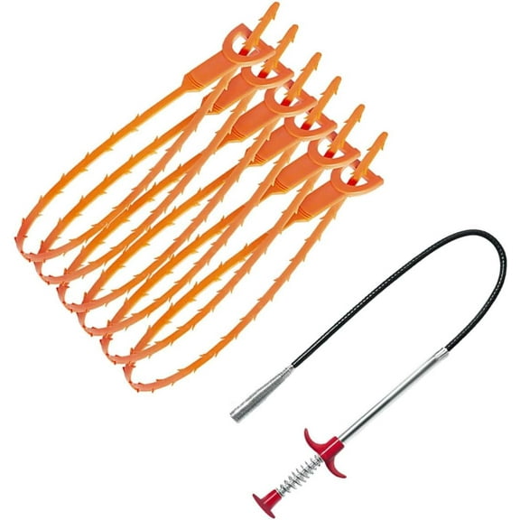 6pcs Pipe Cleaner Hair Pick up Tool Cleaning Hooks Drain Clog Sewer Cleaning kit Clog Remover Snake Drain Cleaner Drain Cleaning Tool Drain Auger Drain Pipe Hair Removal Rubber