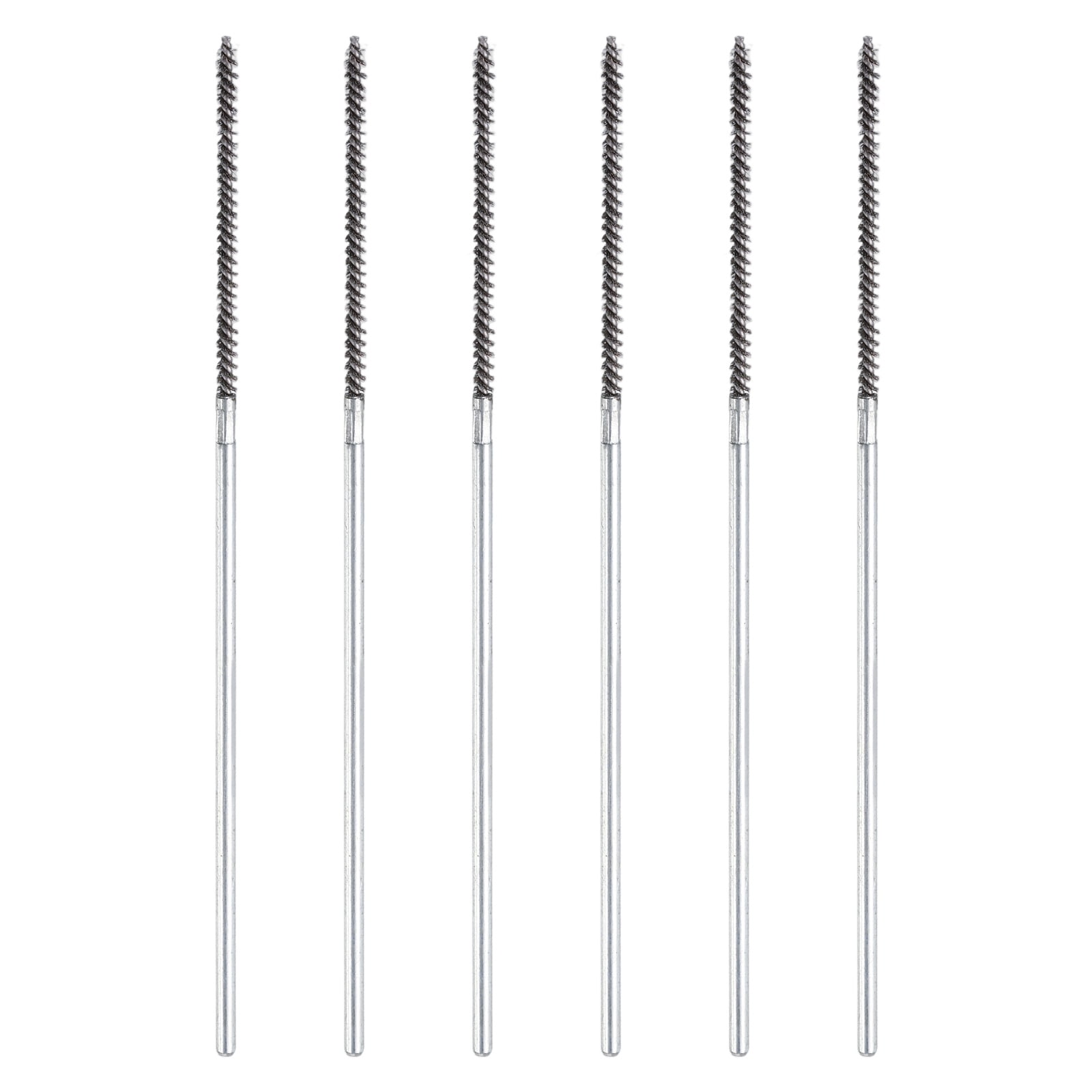 6pcs Pipe Cleaners Brush Set 0.12 Inch Stainless Steel Bristles Cleaning Brush with Ergonomic Handle for Bottles Straws Pipes Keyboards Tubes, Silver