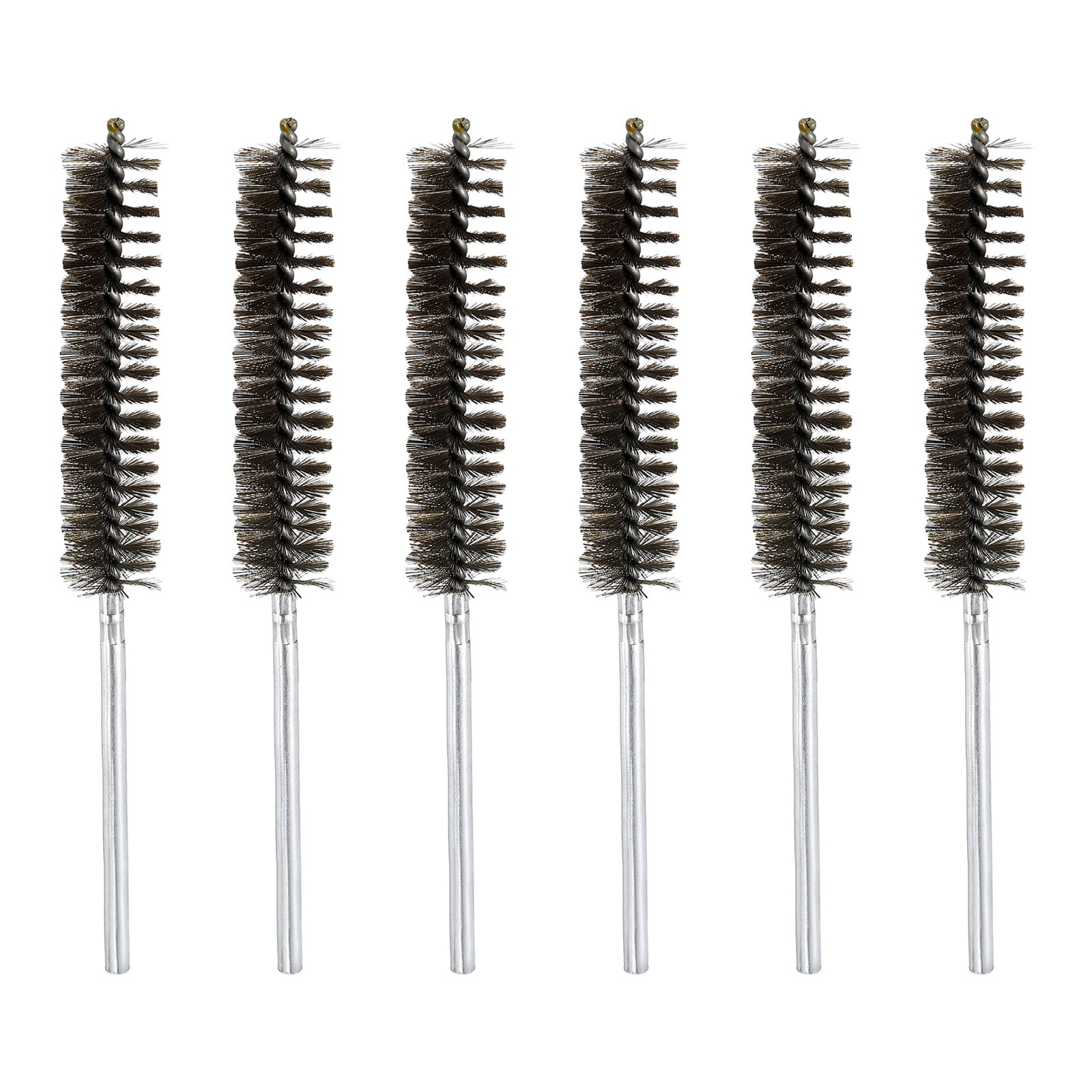 6pcs Pipe Cleaners Brush Set 0.87 Inch Stainless Steel Bristles Cleaning Brush with Ergonomic Handle for Bottles Straws Pipes Keyboards Tubes, Silver