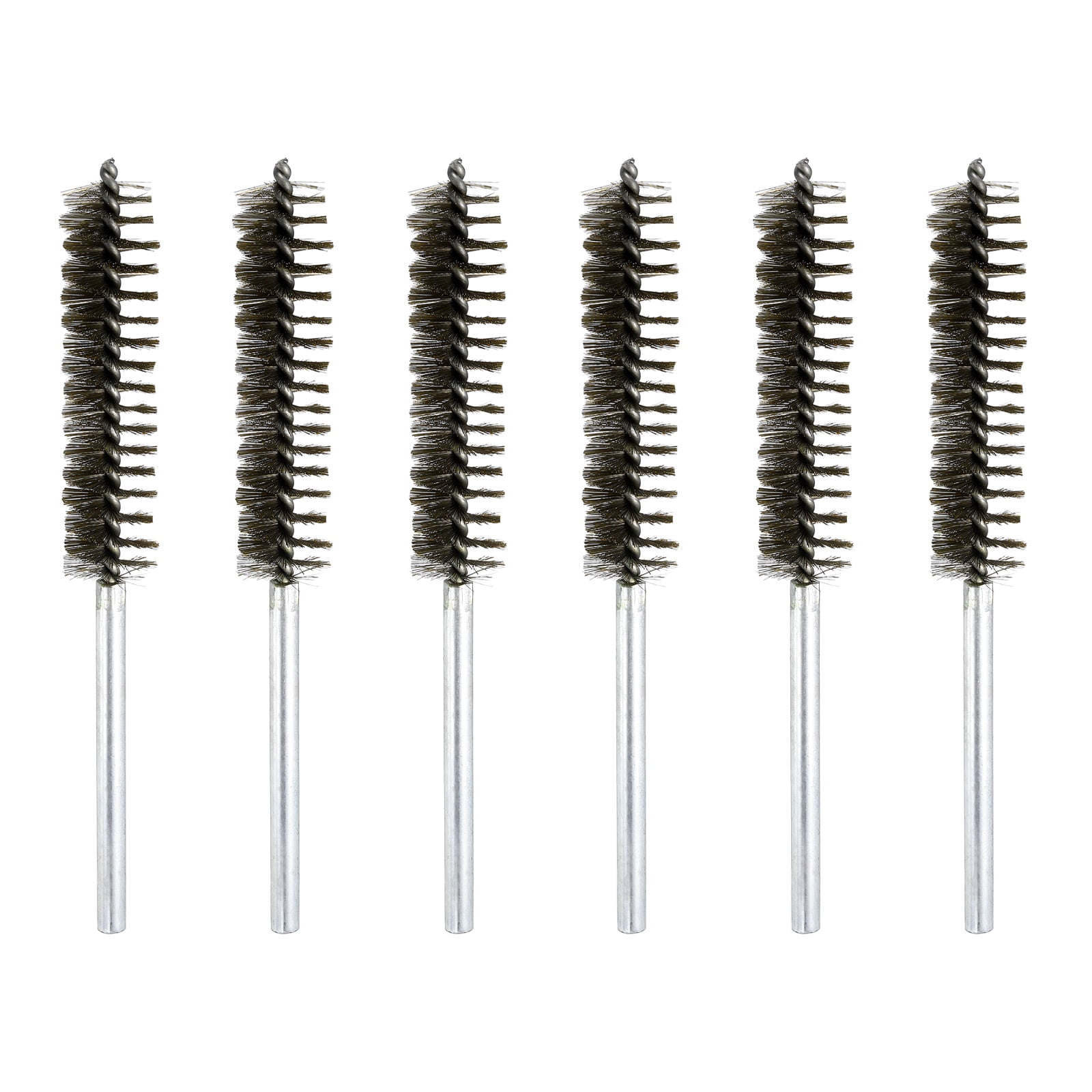 6pcs Pipe Cleaners Brush Set 0.98 Inch Stainless Steel Bristles Cleaning Brush with Ergonomic Handle for Bottles Straws Pipes Keyboards Tubes, Silver