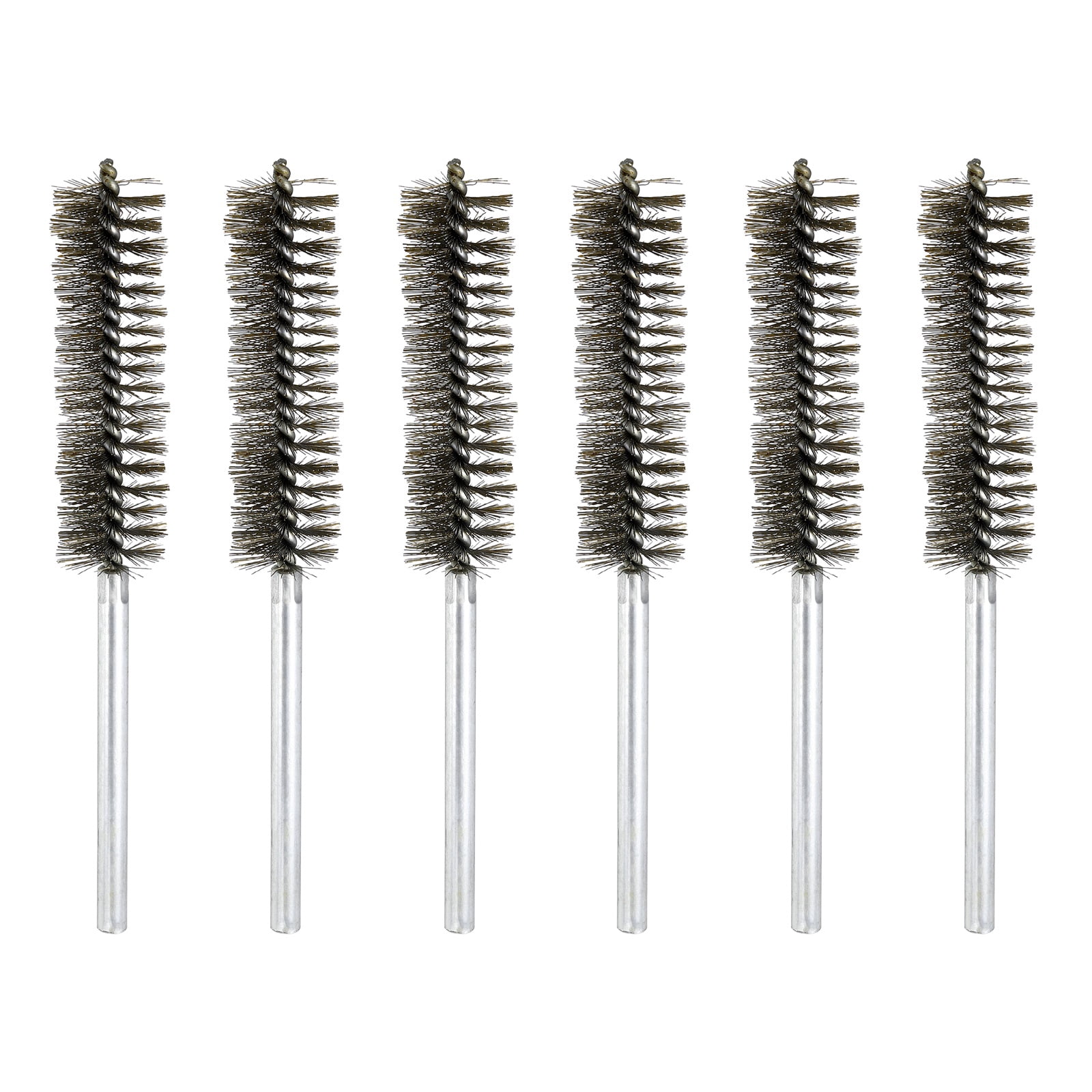 6pcs Pipe Cleaners Brush Set 1.1 Inch Stainless Steel Bristles Cleaning Brush with Ergonomic Handle for Bottles Straws Pipes Keyboards Tubes, Silver