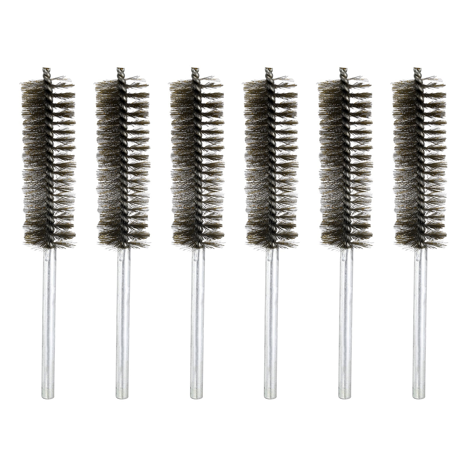 6pcs Pipe Cleaners Brush Set 1.18 Inch Stainless Steel Bristles Cleaning Brush with Ergonomic Handle for Bottles Straws Pipes Keyboards Tubes, Silver