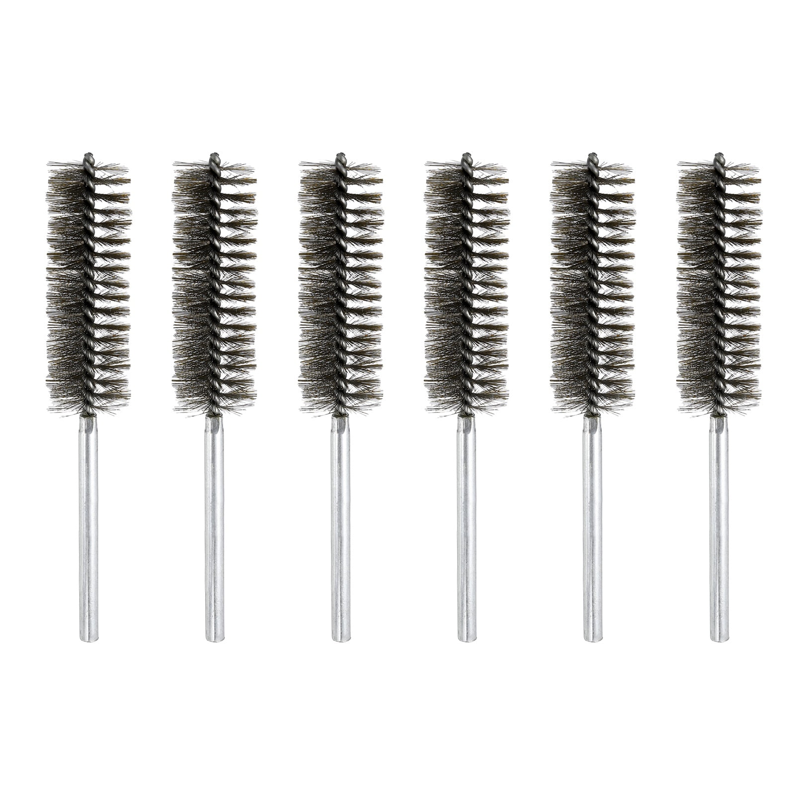 6pcs Pipe Cleaners Brush Set 1.26 Inch Stainless Steel Bristles Cleaning Brush with Ergonomic Handle for Bottles Straws Pipes Keyboards Tubes, Silver
