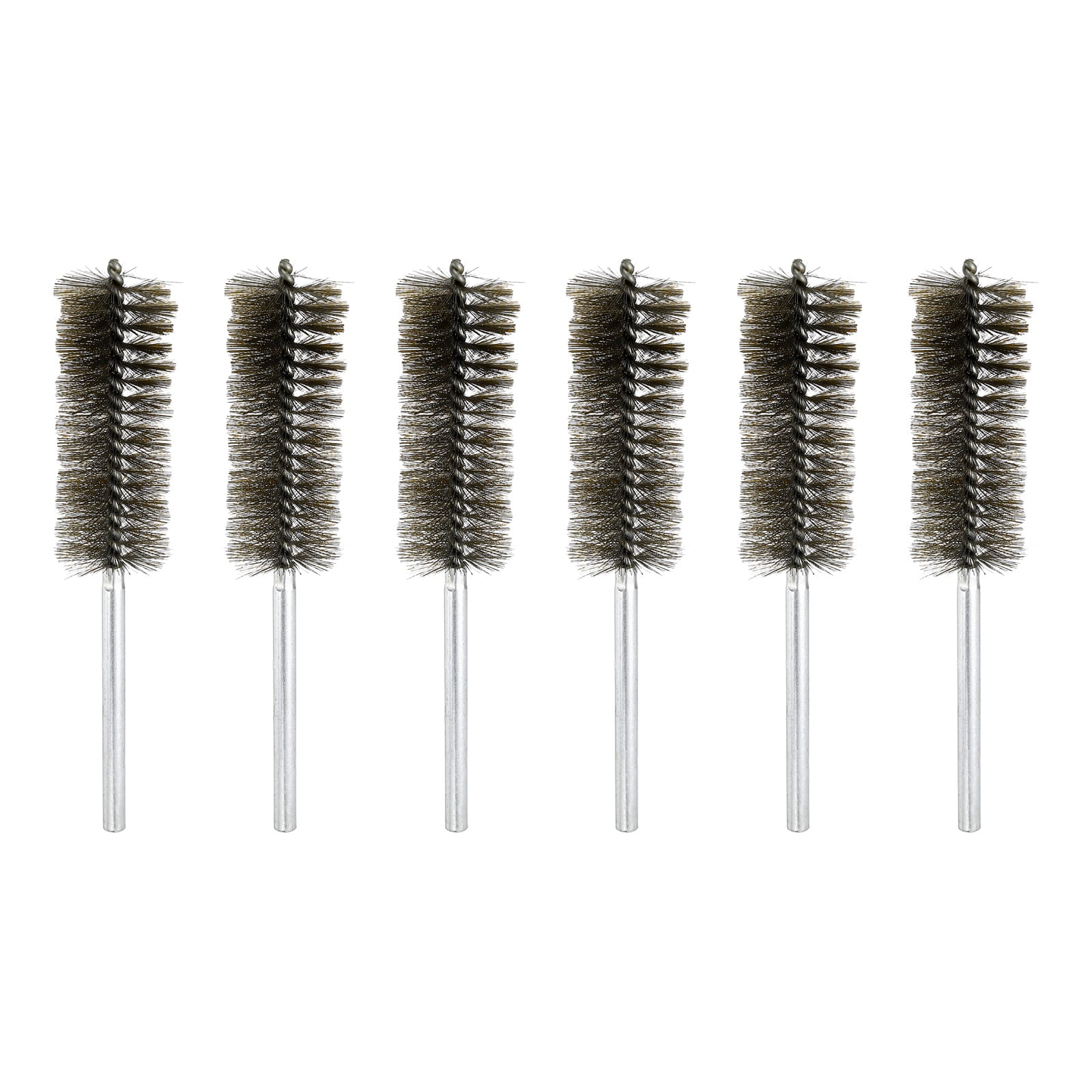 6pcs Pipe Cleaners Brush Set 1.5 Inch Stainless Steel Bristles Cleaning Brush with Ergonomic Handle for Bottles Straws Pipes Keyboards Tubes, Silver