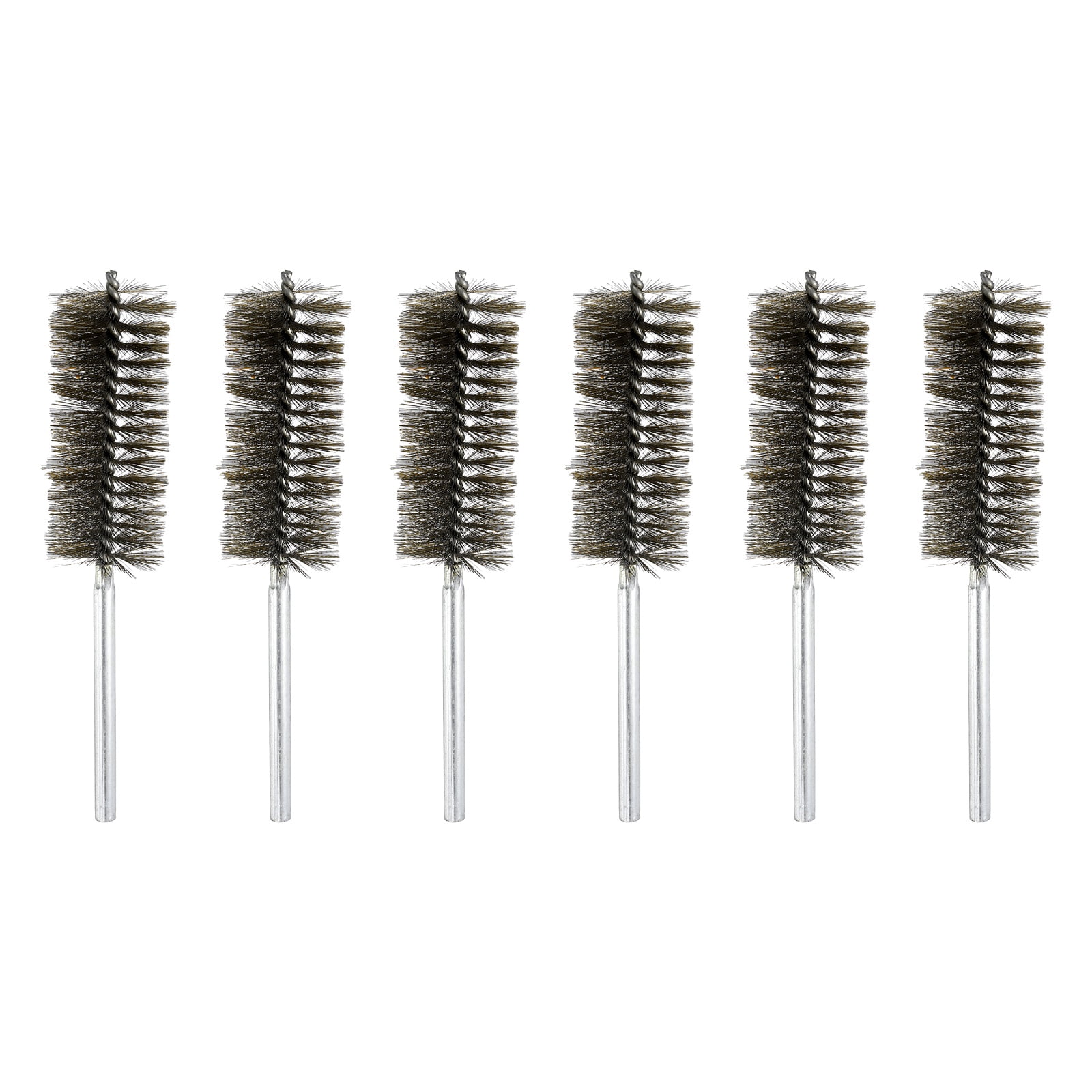 6pcs Pipe Cleaners Brush Set 1.57 Inch Stainless Steel Bristles Cleaning Brush with Ergonomic Handle for Bottles Straws Pipes Keyboards Tubes, Silver