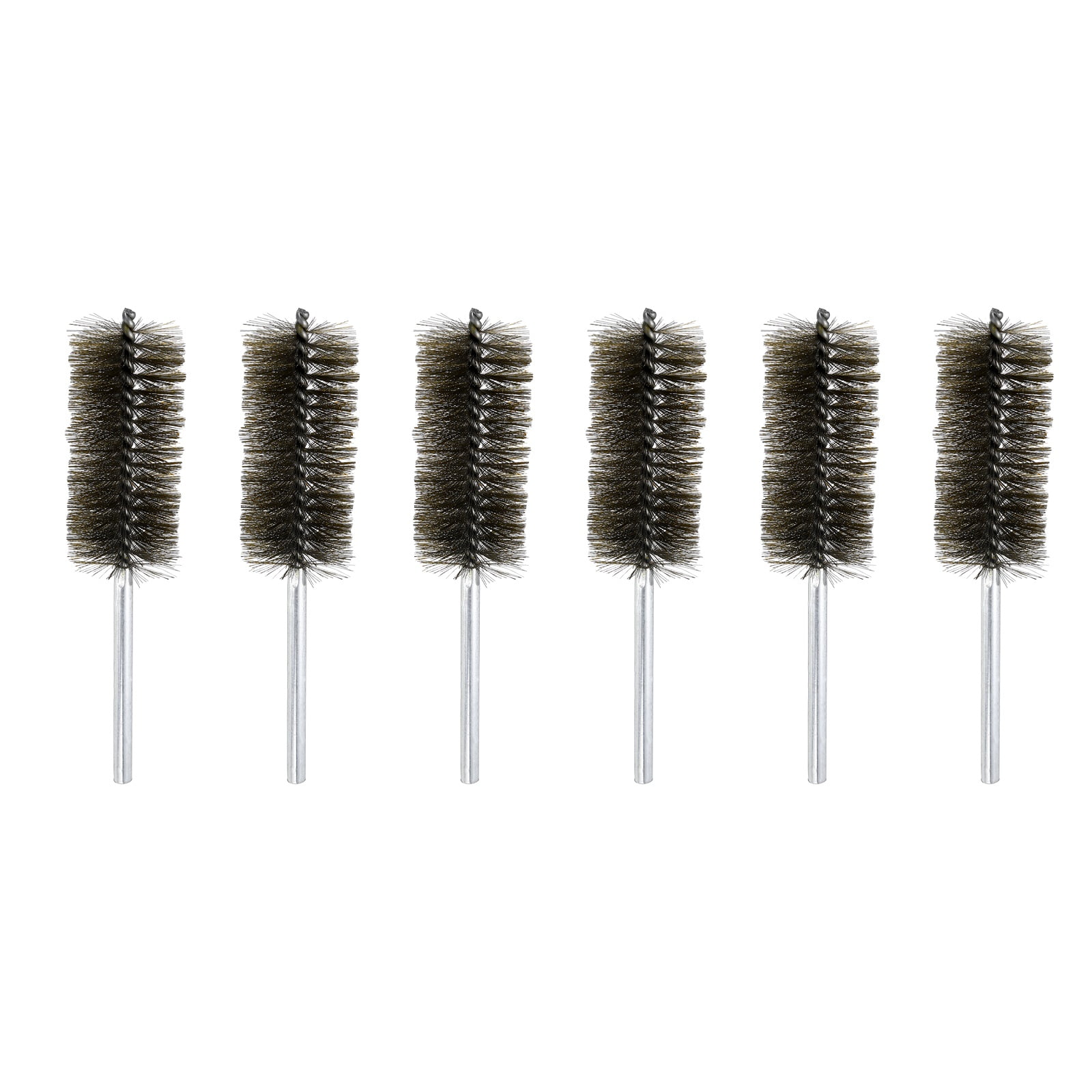 6pcs Pipe Cleaners Brush Set 1.77 Inch Stainless Steel Bristles Cleaning Brush with Ergonomic Handle for Bottles Straws Pipes Keyboards Tubes, Silver