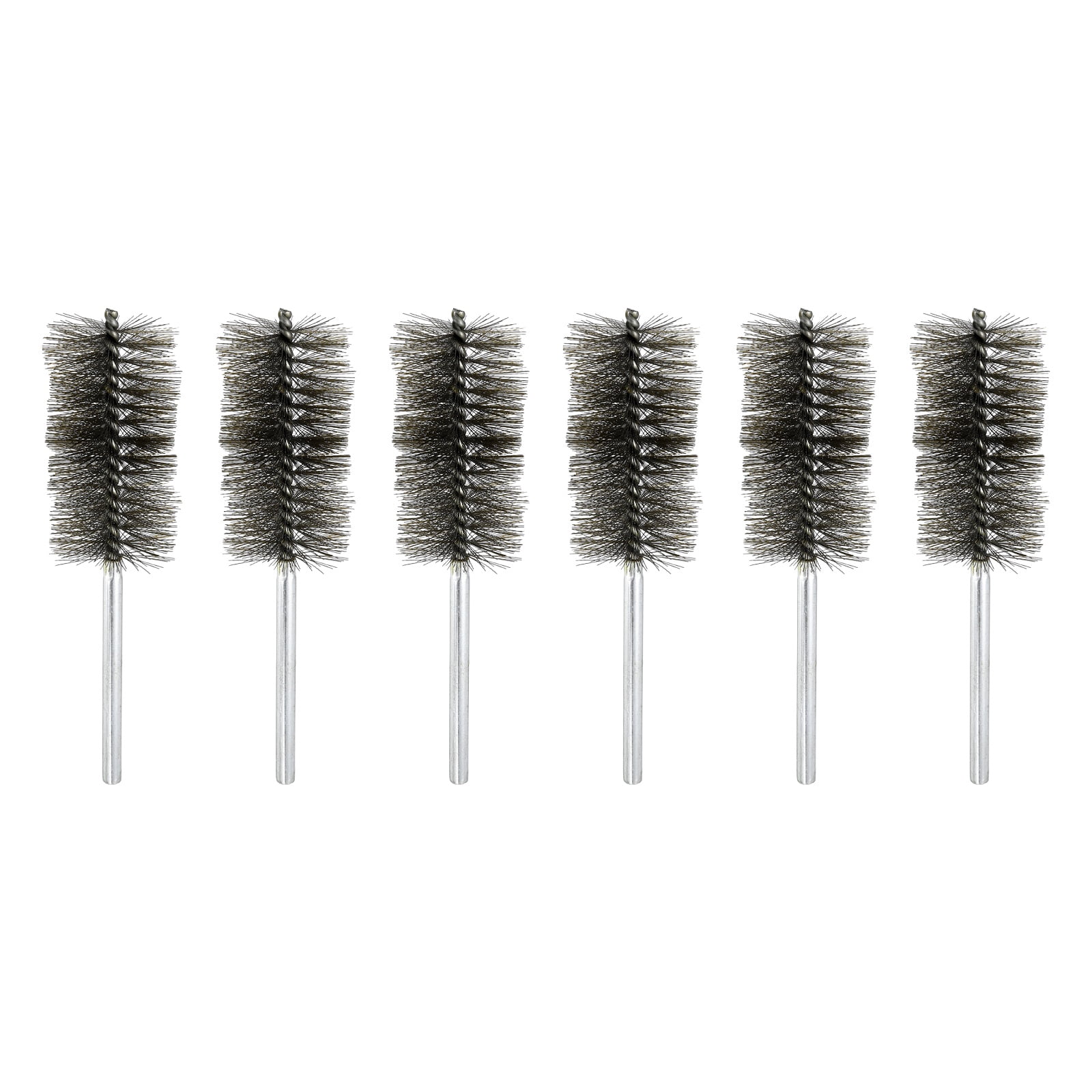 6pcs Pipe Cleaners Brush Set 1.97 Inch Stainless Steel Bristles Cleaning Brush with Ergonomic Handle for Bottles Straws Pipes Keyboards Tubes, Silver