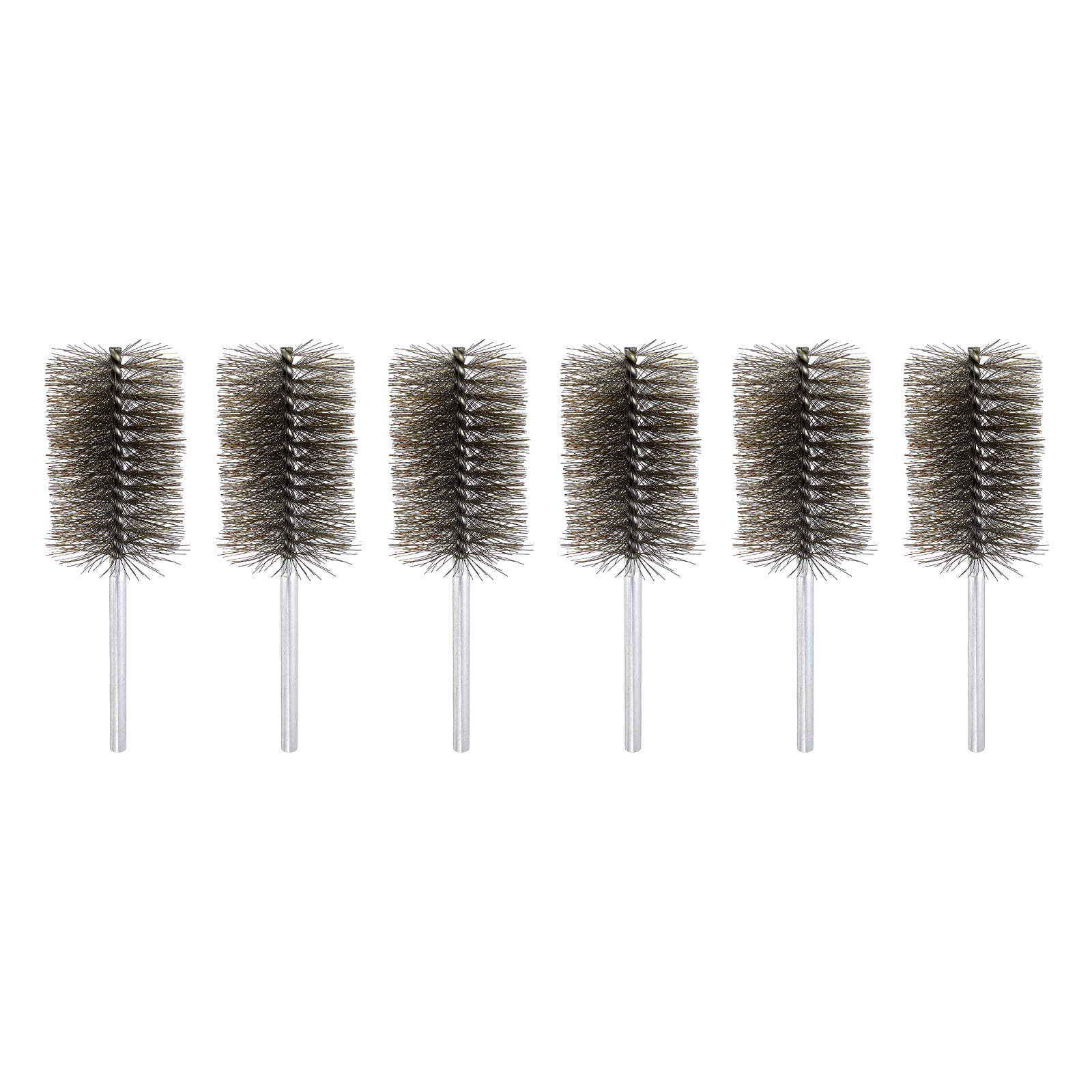 6pcs Pipe Cleaners Brush Set 2.36 Inch Stainless Steel Bristles Cleaning Brush with Ergonomic Handle for Bottles Straws Pipes Keyboards Tubes, Silver