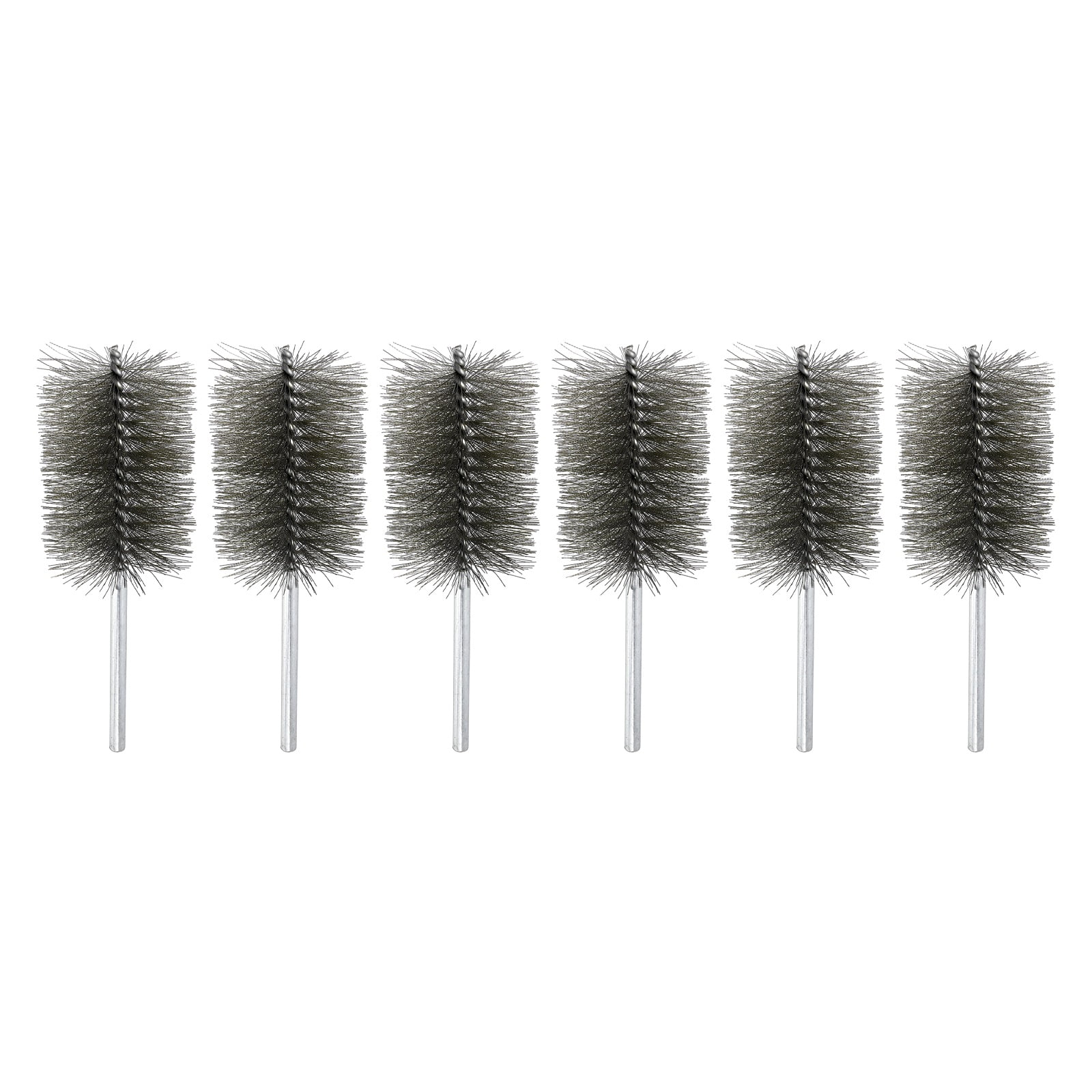 6pcs Pipe Cleaners Brush Set 2.76 Inch Stainless Steel Bristles Cleaning Brush with Ergonomic Handle for Bottles Straws Pipes Keyboards Tubes, Silver