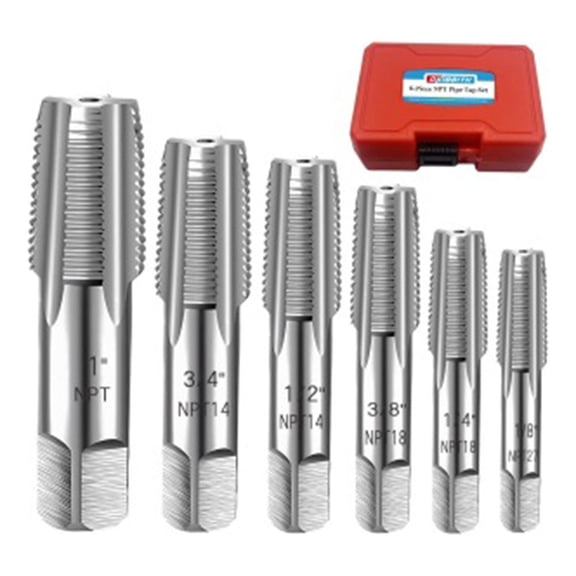 6pcs Pipe Tap Set 3/4 1/2 3/8 1/4 1in Thread Tap Screw Tap Drill Tapping