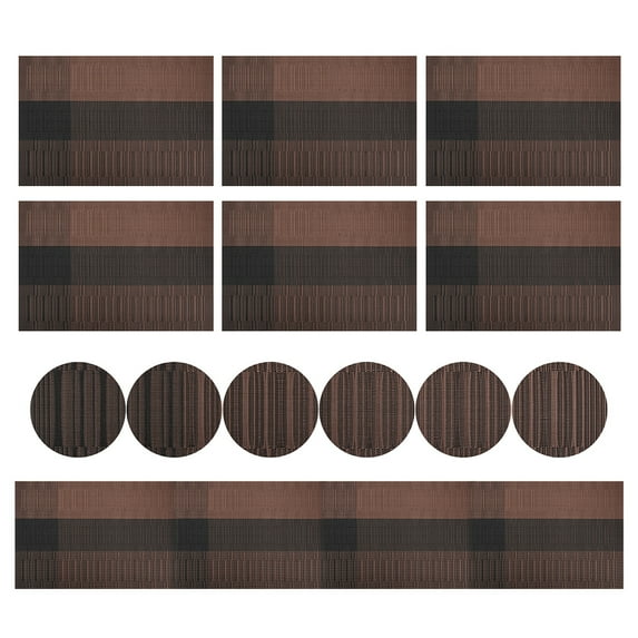 6pcs Placemat with Compatible Table Runner Crossweave Insulation Placemat Washable Table Mats Set Heat Resistant