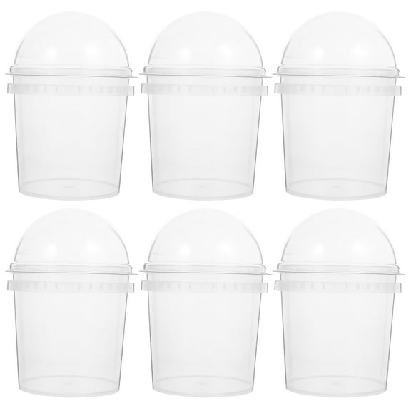 FONDOTIN Transparent Plastic Popcorn Bucket for Storage Use Clear Design with Good Protection Function 6pcs