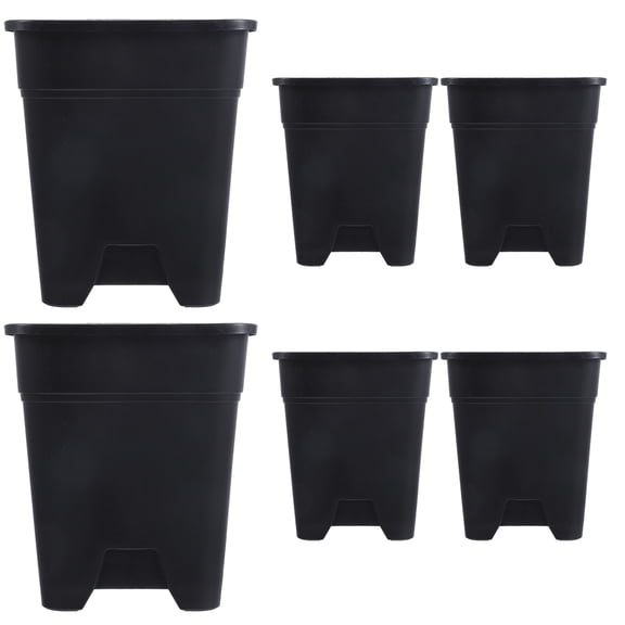 Plant Containers, Black Plastic, Weather Resistant, Perfect for Small Plants, 6Pcs