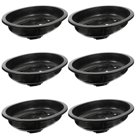 6pcs Plastic Flowerpots Decorative Gardening Large Oval Bonsai Planting Pots