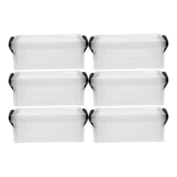 Transparent Plastic Pencil Organizer with Secure Lock for Office Use 6pcs Stackable Storage Boxes
