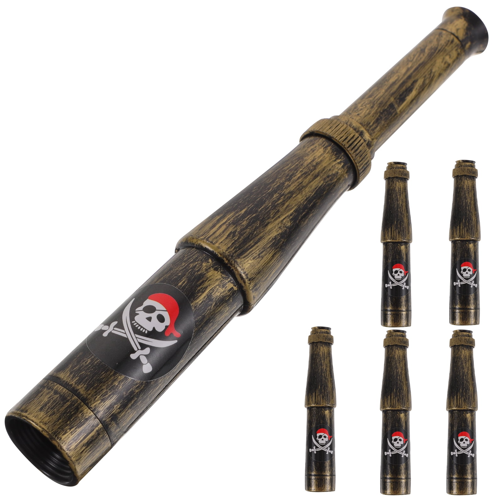 6pcs Plastic Pirate Telescopes Pirate Party Costume Monocular Telescopes for Kids